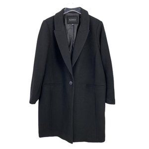Eloquii Size 18/20  Black Wool Blend Lined Mid Length Single Button Coat NWOT